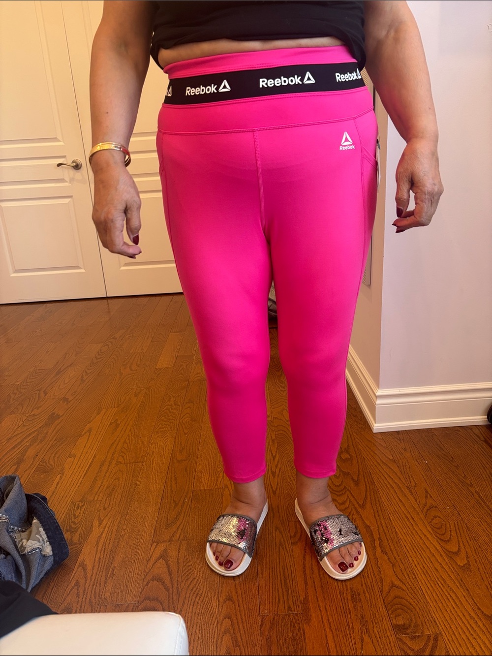 Reebok Hot Pink Logo Waistband Leggings